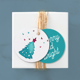 Niedliche Weihnachtsbäume Schneewald Aquarell Geschenkanhänger