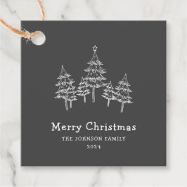 Niedliche Weihnachtsbäume Schwarz-weiß Geschenkanhänger