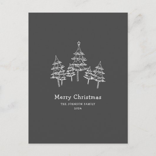 Niedliche Weihnachtsbäume Schwarz-weiß Postkarte (Vorderseite)