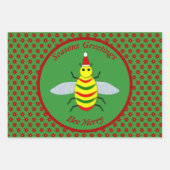 Niedliche Weihnachtsbäume und Poinsettia Blume Cus Geschenkpapier Set (Vorderseite)