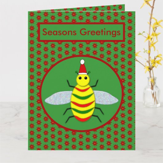 Niedliche Weihnachtsbäume und Poinsettia Blume Cus Karte (Gelbe Blume)