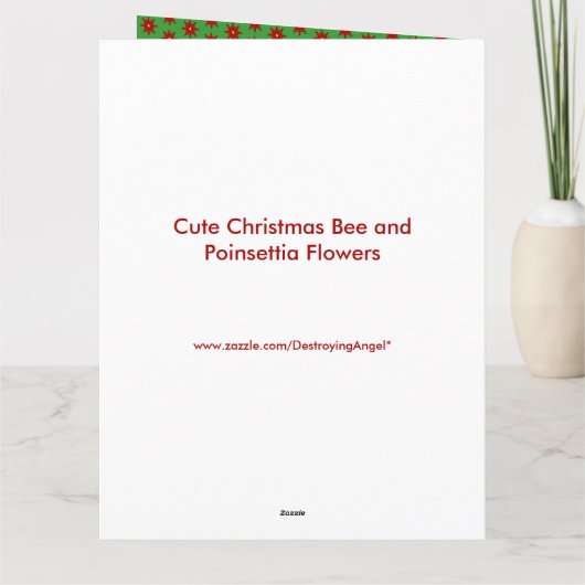 Niedliche Weihnachtsbäume und Poinsettia Blume Cus Karte (Rückseite)