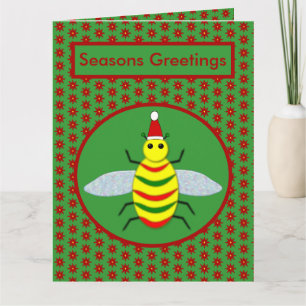 Niedliche Weihnachtsbäume und Poinsettia Blume Cus Karte