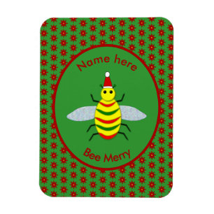 Niedliche Weihnachtsbäume und Poinsettia Blume Cus Magnet