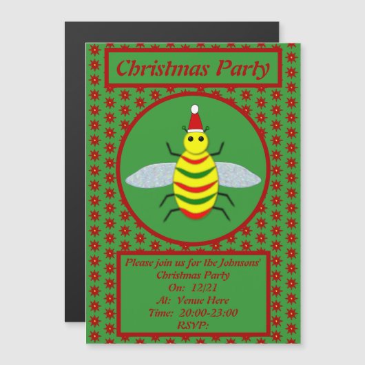 Niedliche Weihnachtsbäume und Poinsettia Blume Cus Magneteinladung (Vorne/Hinten)