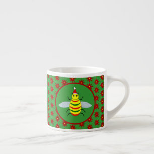 Niedliche Weihnachtsbäume und Poinsettia-Blume Espressotasse