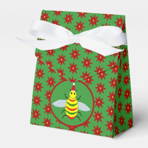 Niedliche Weihnachtsbäume und Poinsettia-Blume Geschenkschachtel