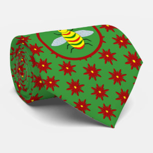Niedliche Weihnachtsbäume und Poinsettia-Blume Krawatte