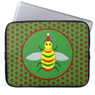 Niedliche Weihnachtsbäume und Poinsettia-Blume Laptopschutzhülle