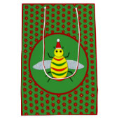 Niedliche Weihnachtsbäume und Poinsettia-Blume Mittlere Geschenktüte (Rückseite)