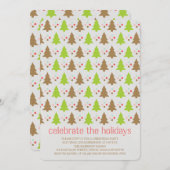 Niedliche Weihnachtsbäume und Polka Dots Party lad Einladung (Vorne/Hinten)