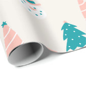 Niedliche Weihnachtsbäume und Schneemänner Geschenkpapier (Rolleneckpunkt)
