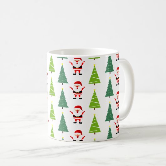 Niedliche Weihnachtsbäume & Weihnachtsmuster Weiß Kaffeetasse (VorderseiteRechts)