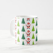 Niedliche Weihnachtsbäume & Weihnachtsmuster Weiß Kaffeetasse (Vorderseite Links)