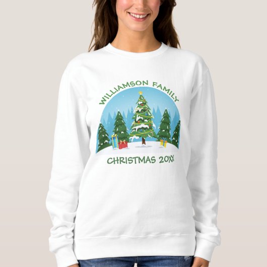 Niedliche Weihnachtsbaumen Custom Family Wiederseh Sweatshirt (Vorderseite)