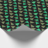 Niedliche Weihnachtsbaumen Gemustert Black Geschenkpapier (Ecke)
