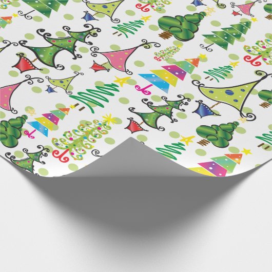 Niedliche Weihnachtsbaumen Grüne WhimsikIllustrati Geschenkpapier (Ecke)