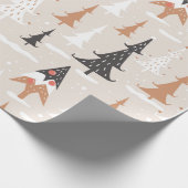 Niedliche Weihnachtsbaumen in Pink Boho Brown Geschenkpapier (Ecke)
