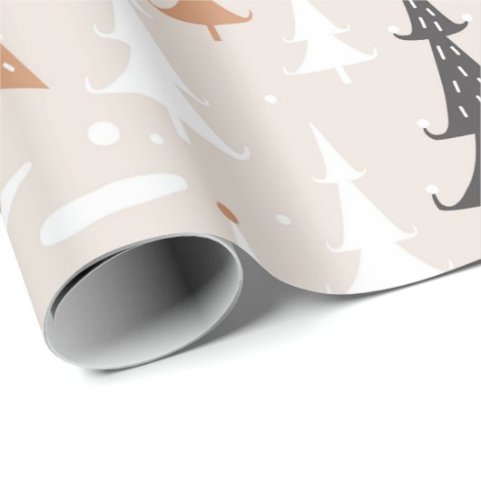 Niedliche Weihnachtsbaumen in Pink Boho Brown Geschenkpapier (Rolleneckpunkt)