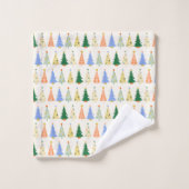 Niedliche Weihnachtsbaumen Red Green Boho Badhandtuch Set (Waschlappen)