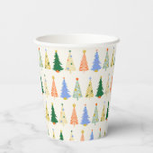 Niedliche Weihnachtsbaumen Red Green Boho Pappbecher (Rückseite)