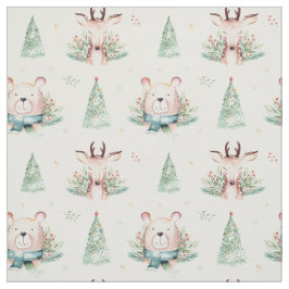 Niedliche Weihnachtsbaumen Waldbären & Hirsche Stoff