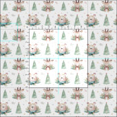 Niedliche Weihnachtsbaumen Waldbären & Hirsche Stoff (Kachel)
