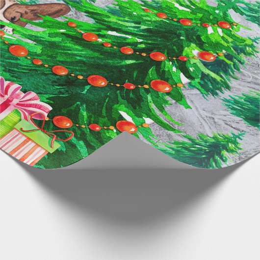 Niedliche Weihnachtsbaumen - Wrapping Paper Geschenkpapier (Ecke)