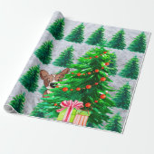 Niedliche Weihnachtsbaumen - Wrapping Paper Geschenkpapier (Ungerollt)