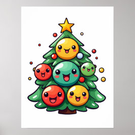 Niedliche Weihnachtsbaumfiguren Poster
