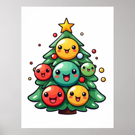 Niedliche Weihnachtsbaumfiguren Poster (Vorne)