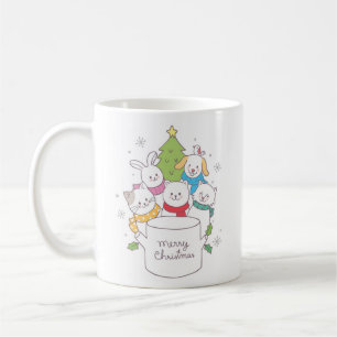 Niedliche Weihnachtsbaumfreunde Weihnachtsfeiert Kaffeetasse