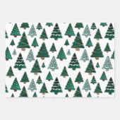 Niedliche Weihnachtsbaumgeschenkwrap - 3 Papierblä Geschenkpapier Set (Vorderseite)