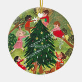 Niedliche Weihnachtsbaumillustrierung Keramik Ornament (Vorne)