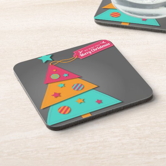 Niedliche Weihnachtsbaumkunst Getränkeuntersetzer (Linke Seite)