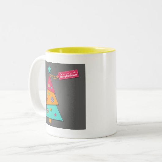 Niedliche Weihnachtsbaumkunst Zweifarbige Tasse (Vorderseite Links)
