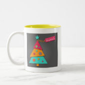 Niedliche Weihnachtsbaumkunst Zweifarbige Tasse (Links)