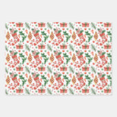 Niedliche Weihnachtsbaummuster für die Rentierwein Geschenkpapier Set (Vorderseite 2)