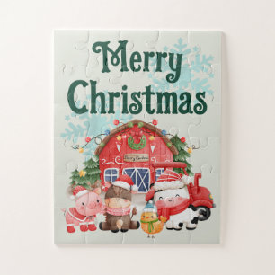 Niedliche Weihnachtsbaumtiere auf dem Schlachtfeld Puzzle