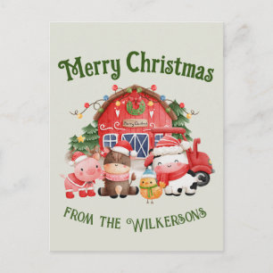 Niedliche Weihnachtsbaumtiere auf Lager Postkarte