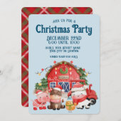 Niedliche Weihnachtsbaumtiere auf Light Blue Einladung (Vorne/Hinten)