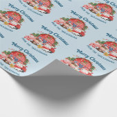 Niedliche Weihnachtsbaumtiere auf Light Blue Geschenkpapier (Ecke)