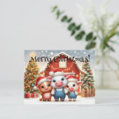 Niedliche Weihnachtsbaumtiere Postkarte (Stehend Vorderseite)