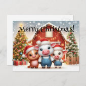 Niedliche Weihnachtsbaumtiere Postkarte (Vorne/Hinten)