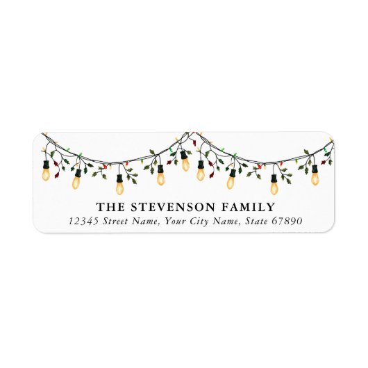 Niedliche Weihnachtsbeleuchtung Rücksendeadressen- (Vorne)