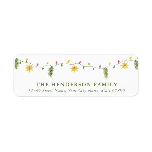 Niedliche Weihnachtsbeleuchtung Rücksendeadressen- (Vorne)