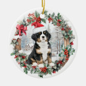 Niedliche Weihnachtsberge Bernese do Welpe Weihnac Keramik Ornament (Vorne)