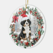 Niedliche Weihnachtsberge Bernese do Welpe Weihnac Keramik Ornament (Links)