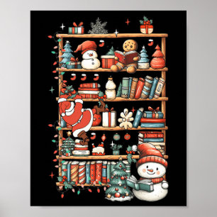 Niedliche Weihnachtsbibliothek - Bücher lesen Ging Poster