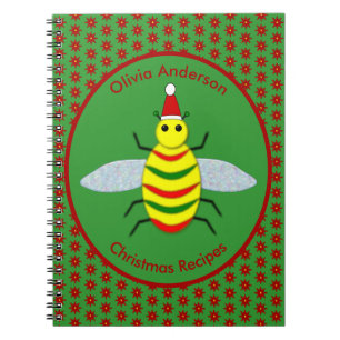 Niedliche Weihnachtsbiene und Poinsettia Blume Rez Notizblock